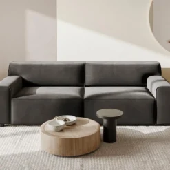 Canapé 3 Places En Velours Gris OTRANO 13 Canapé 3 Places En Velours Gris OTRANO -Promos Chesteris Boutique canape 19874037