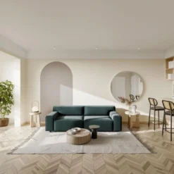 Canapé 3 Places En Velours Bleu OTRANO