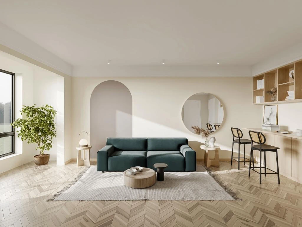 Canapé 3 Places En Velours Bleu OTRANO 1 Canapé 3 Places En Velours Bleu OTRANO