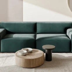 Canapé 3 Places En Velours Bleu OTRANO 13 Canapé 3 Places En Velours Bleu OTRANO -Promos Chesteris Boutique canape 19874047