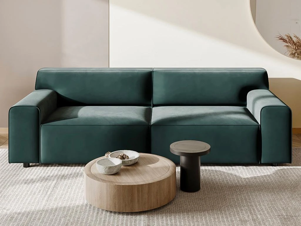 Canapé 3 Places En Velours Bleu OTRANO 7 Canapé 3 Places En Velours Bleu OTRANO – Image 7