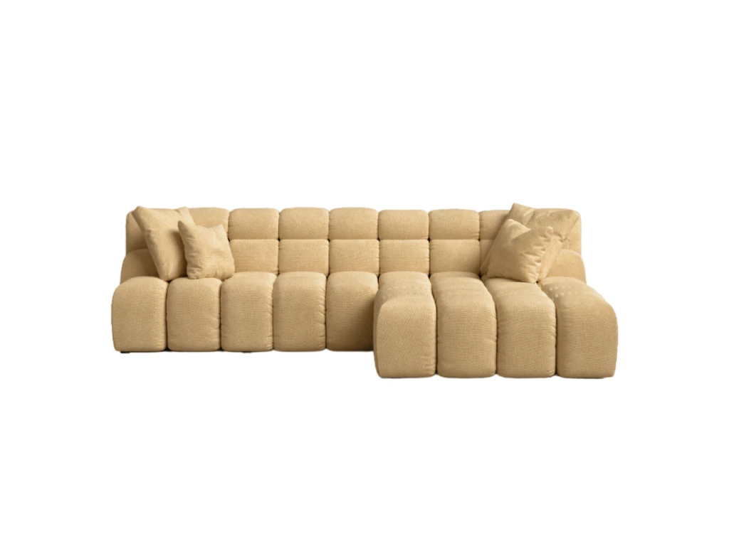 Canapé D'angle Droit 2 Places En Tissu Moutarde 1 Canapé D'angle Droit 2 Places En Tissu Moutarde