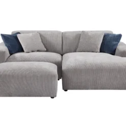 Canapé D'angle Droit Et Pouf En Velours Côtelé Gris TIRONO -Promos Chesteris Boutique canape 19917631