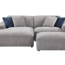 Canapé D'angle Gauche Et Pouf En Velours Côtelé Gris TIRONO -Promos Chesteris Boutique canape 19917663