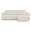 Canapé D'angle Convertible Réversible 4 Places Avec Coffre De Rangement En Tissu Bouclette écru - Livia