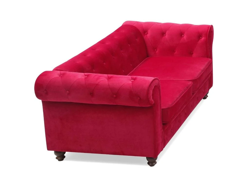 Grand Canapé 2 Places Chesterfield Velours Rouge 3 Grand Canapé 2 Places Chesterfield Velours Rouge – Image 3