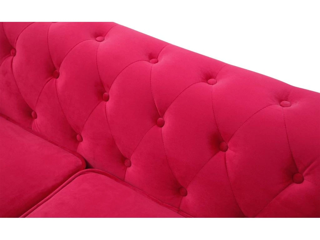 Grand Canapé 2 Places Chesterfield Velours Rouge 5 Grand Canapé 2 Places Chesterfield Velours Rouge – Image 5