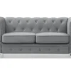 Grand Canapé 2 Places Chesterfield Velours Argent