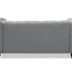 Grand Canapé 2 Places Chesterfield Velours Argent -Promos Chesteris Boutique canape 19940011