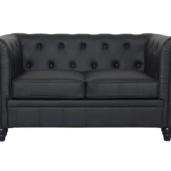 Grand Canapé 2 Places Chesterfield Noir