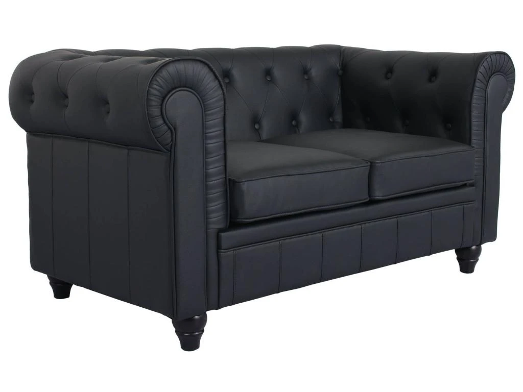 Grand Canapé 2 Places Chesterfield Noir 2 Grand Canapé 2 Places Chesterfield Noir – Image 2