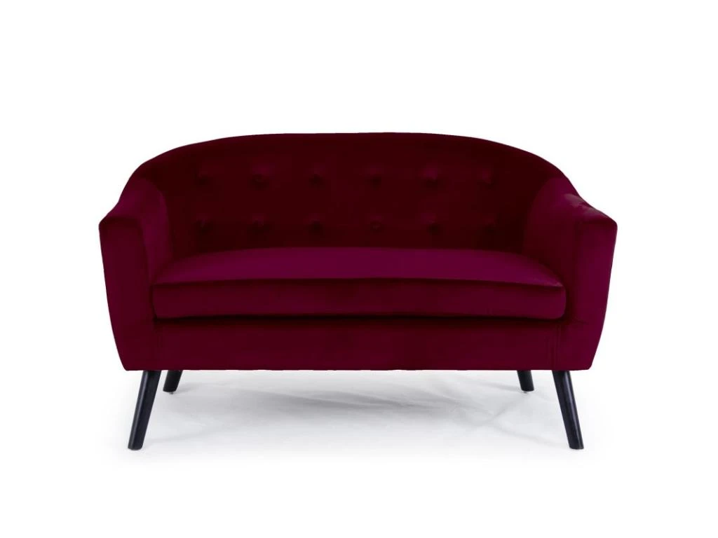 Canapé 2 Places Scandinaves Savoy Velours Bordeaux 2 Canapé 2 Places Scandinaves Savoy Velours Bordeaux – Image 2