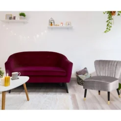 Canapé 2 Places Scandinaves Savoy Velours Bordeaux 9 Canapé 2 Places Scandinaves Savoy Velours Bordeaux -Promos Chesteris Boutique canape 20006423