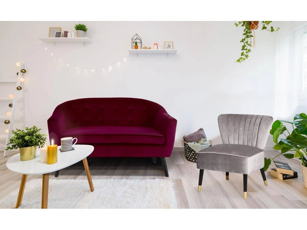 Canapé 2 Places Scandinaves Savoy Velours Bordeaux 5 Canapé 2 Places Scandinaves Savoy Velours Bordeaux – Image 5