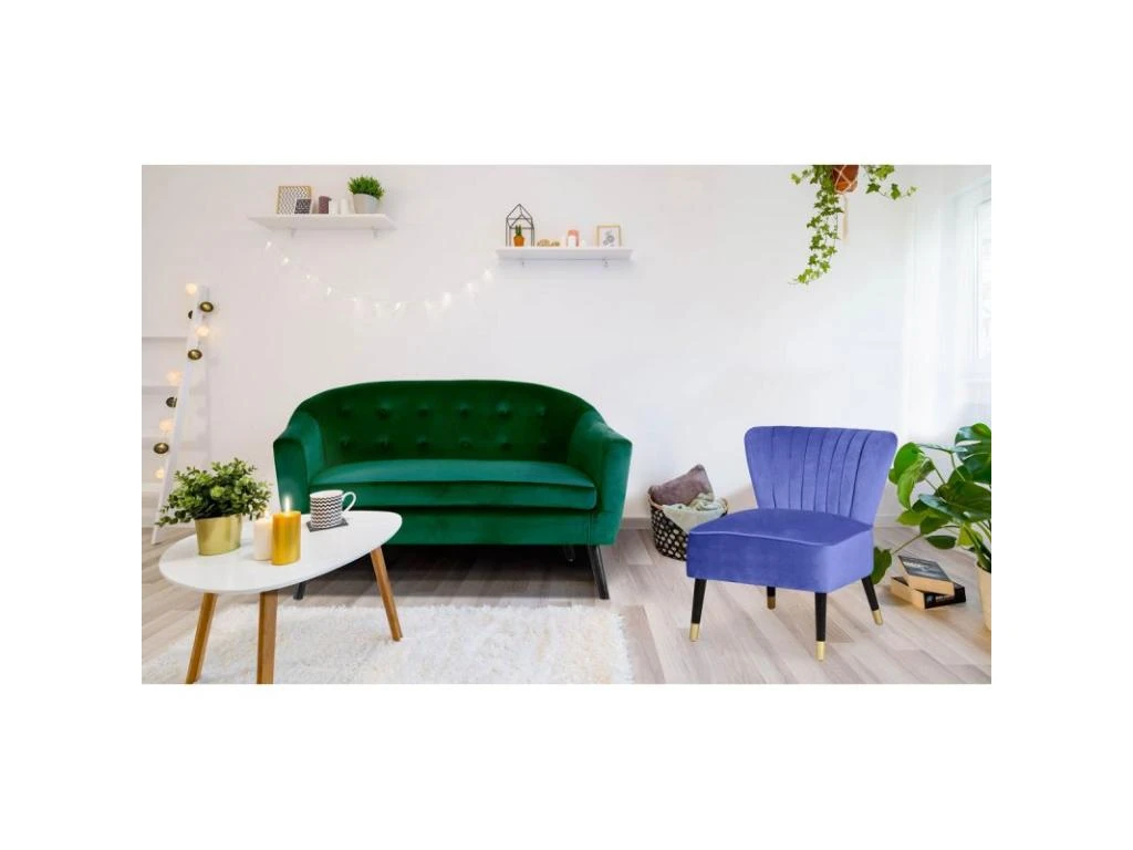 Canapé 2 Places Scandinave Savoy Velours Vert 5 Canapé 2 Places Scandinave Savoy Velours Vert – Image 5