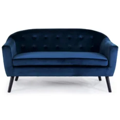 Canapé 3 Places Scandinave Savoy Velours Bleu