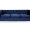 Grand Canapé 3 Places Chesterfield Velours Bleu