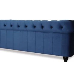 Grand Canapé 3 Places Chesterfield Velours Bleu -Promos Chesteris Boutique canape 20006735
