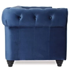 Grand Canapé 3 Places Chesterfield Velours Bleu -Promos Chesteris Boutique canape 20006737