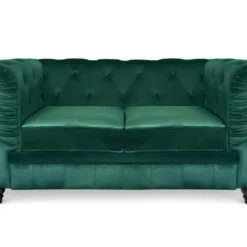 Grand Canapé 2 Places Chesterfield Velours Vert