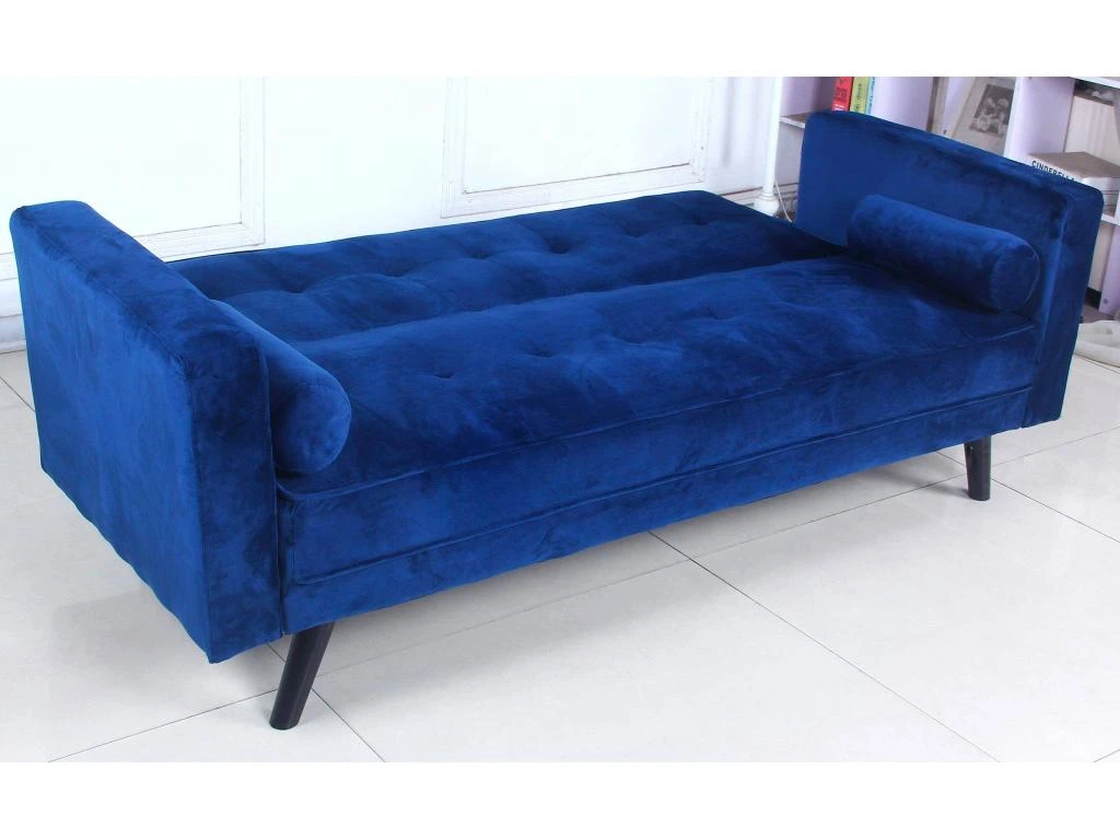 Canapé Convertible Clic-clac Scandinave Slow Velours Bleu 3 Canapé Convertible Clic-clac Scandinave Slow Velours Bleu – Image 3