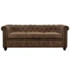 Canapé Chesterfield 3 Places Marron Vieilli