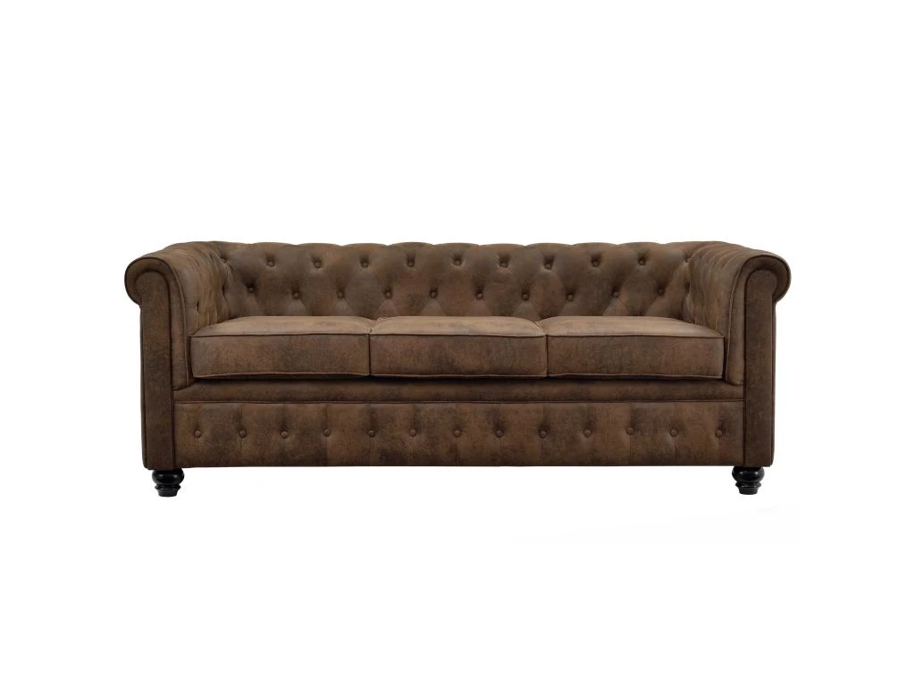 Canapé Chesterfield 3 Places Marron Vieilli 1 Canapé Chesterfield 3 Places Marron Vieilli