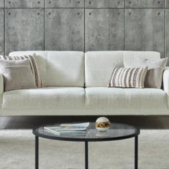 Canapé 3 Places En Tissu Texturé Ivoire LETINI De Pascal Morabito -Promos Chesteris Boutique canape 20018753