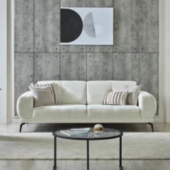 Canapé 3 Places En Tissu Texturé Ivoire LETINI De Pascal Morabito