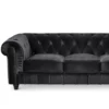 Canapé Chesterfield 3 Places - Couleurs - Velours Noir, Types De Canapé - 3 Places Chesterfield