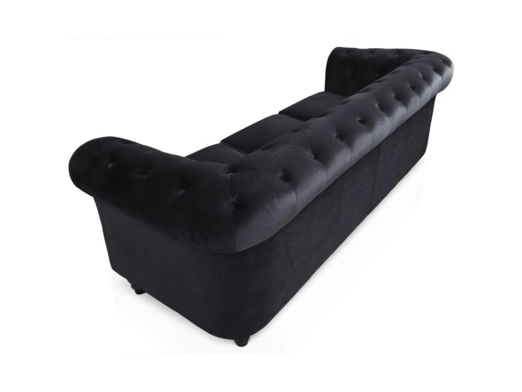 Canapé Chesterfield 3 Places - Couleurs - Velours Noir, Types De Canapé - 3 Places Chesterfield 3 Canapé Chesterfield 3 Places - Couleurs - Velours Noir, Types De Canapé - 3 Places Chesterfield – Image 3