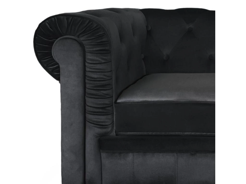 Canapé Chesterfield 3 Places - Couleurs - Velours Noir, Types De Canapé - 3 Places Chesterfield 4 Canapé Chesterfield 3 Places - Couleurs - Velours Noir, Types De Canapé - 3 Places Chesterfield – Image 4