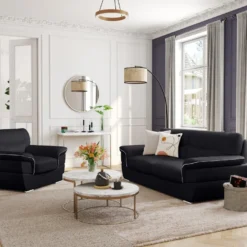 Canapé 3 Places En Cuir THIBAULT - Noir