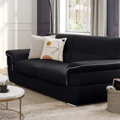 Canapé 3 Places En Cuir THIBAULT - Noir -Promos Chesteris Boutique canape 20084267