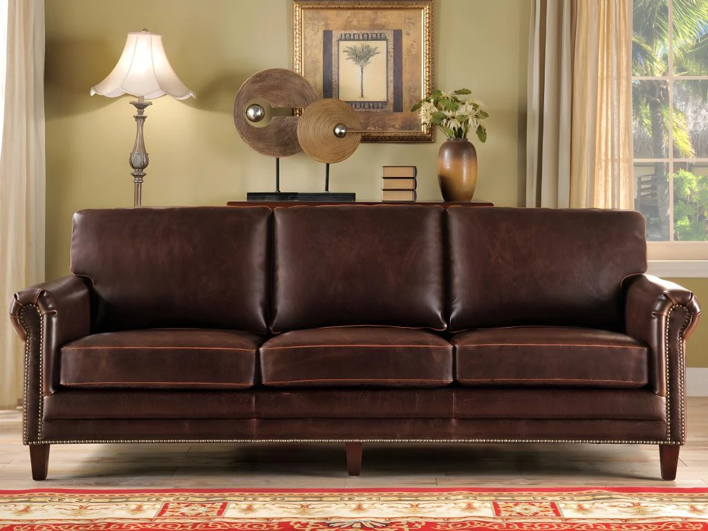 Canapé 3 Places En Cuir Vieilli CASSANDRA - Marron 6 Canapé 3 Places En Cuir Vieilli CASSANDRA - Marron – Image 6