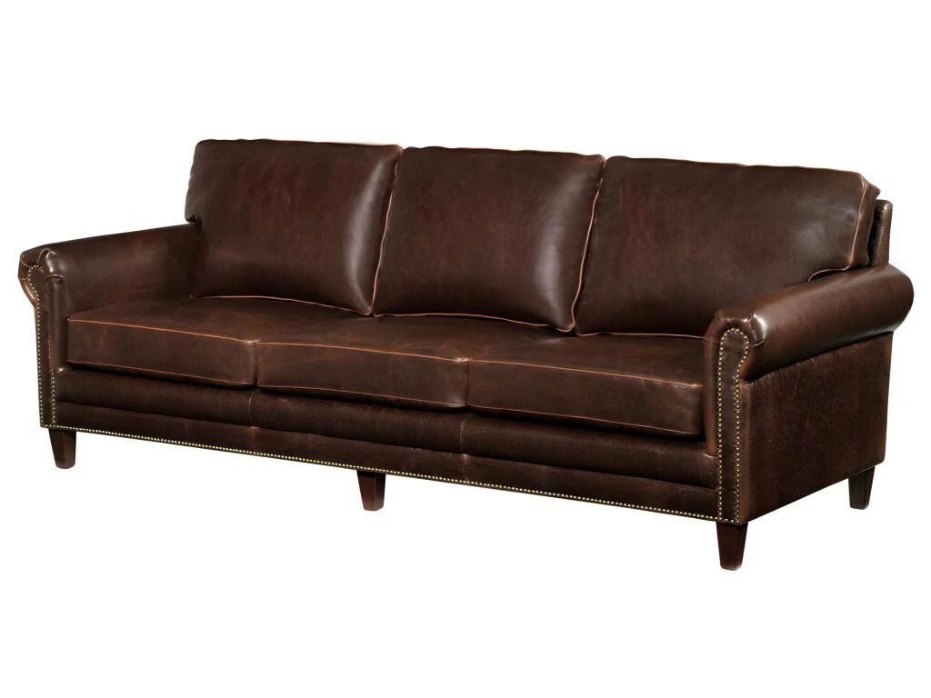 Canapé 3 Places En Cuir Vieilli CASSANDRA - Marron 3 Canapé 3 Places En Cuir Vieilli CASSANDRA - Marron – Image 3