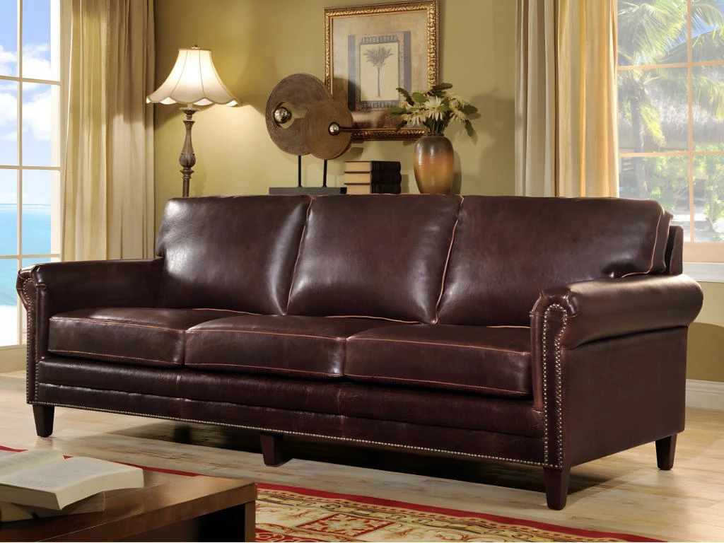 Canapé 3 Places En Cuir Vieilli CASSANDRA - Marron 5 Canapé 3 Places En Cuir Vieilli CASSANDRA - Marron – Image 5