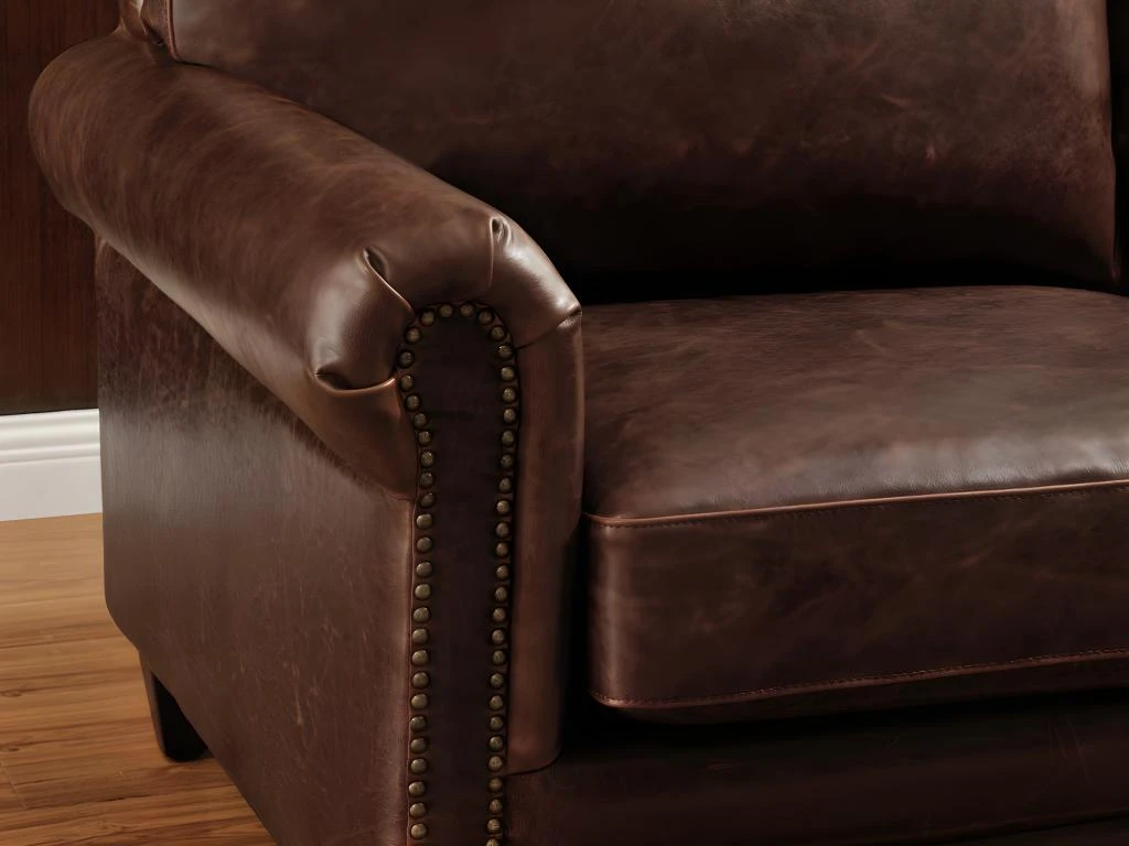 Canapé 3 Places En Cuir Vieilli CASSANDRA - Marron 8 Canapé 3 Places En Cuir Vieilli CASSANDRA - Marron – Image 8