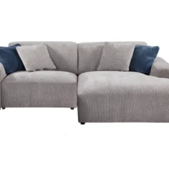 Canapé D'angle Droit En Velours Côtelé Gris TIRONO -Promos Chesteris Boutique canape 20478233