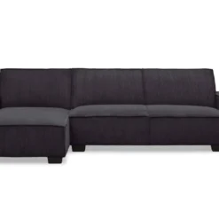 Canapé D'angle Réversible Et Convertible Johnny Velours Côtelé Noir