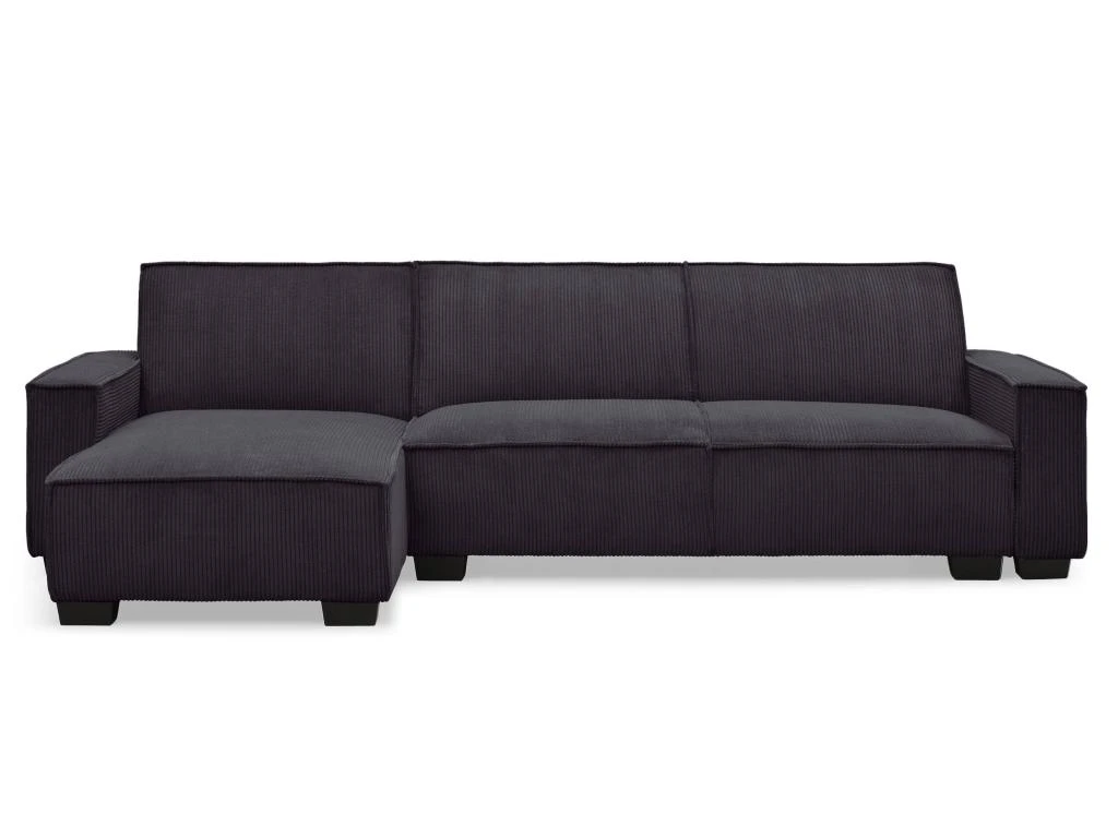 Canapé D'angle Réversible Et Convertible Johnny Velours Côtelé Noir 1 Canapé D'angle Réversible Et Convertible Johnny Velours Côtelé Noir