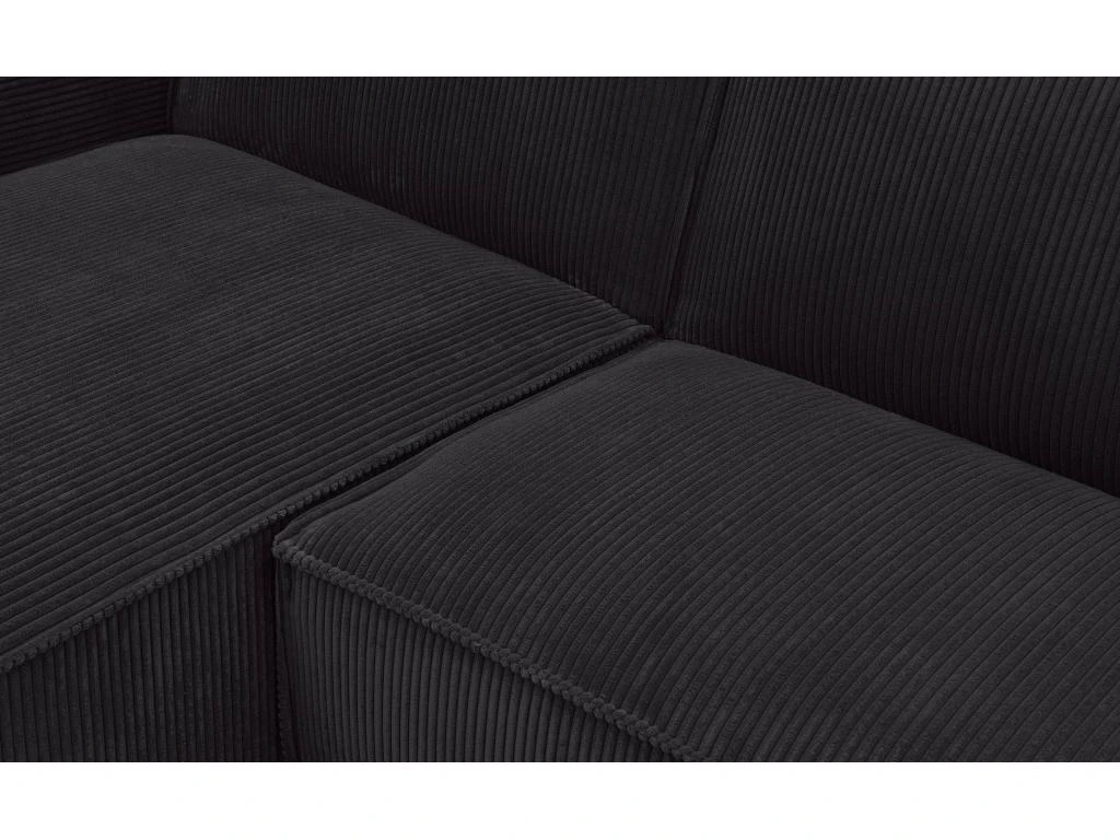 Canapé D'angle Réversible Et Convertible Johnny Velours Côtelé Noir 5 Canapé D'angle Réversible Et Convertible Johnny Velours Côtelé Noir – Image 5
