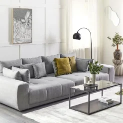 Canapé 4 Places En Tissu Gris TORPO