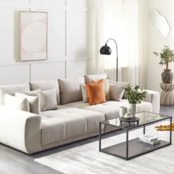 Canapé 4 Places En Tissu Beige TORPO