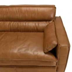 GASTON - Canapé 3 Places Vintage En Cuir Marron Camel, Pieds En Bois -Promos Chesteris Boutique canape 20932747