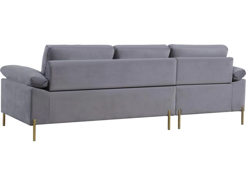 Canapé D'angle Reversible En Velours 4 Places "Cathia" - Gris 3 Canapé D'angle Reversible En Velours 4 Places "Cathia" - Gris – Image 3