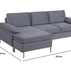 Canapé D'angle Reversible En Velours 4 Places "Cathia" - Gris 7 Canapé D'angle Reversible En Velours 4 Places "Cathia" - Gris -Promos Chesteris Boutique canape 20940699