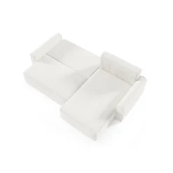 Canapé D'angle Réversible Convertible 4 Places Coffre Valentin Bouclé Blanc -Promos Chesteris Boutique canape 20941699