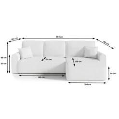 Canapé D'angle Réversible Convertible 4 Places Coffre Valentin Bouclé Blanc -Promos Chesteris Boutique canape 20941701