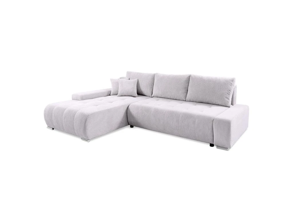 Canapé D'angle Convertible Gauche 4 Places Coffre Jonas Velours Côtelé Blanc Cassé 1 Canapé D'angle Convertible Gauche 4 Places Coffre Jonas Velours Côtelé Blanc Cassé